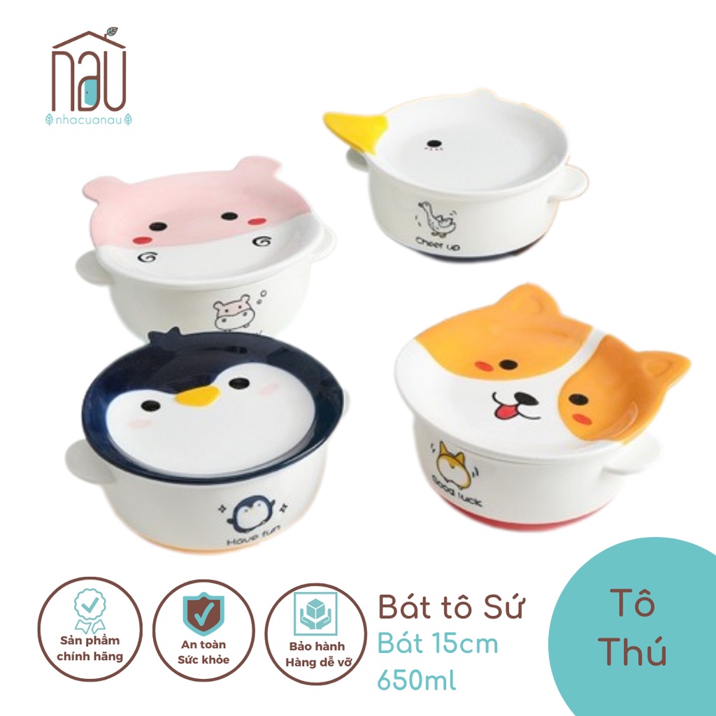 Tô sứ có nắp đậy 650ml tạo hình vịt, cừu độc đáo; dùng đựng canh, úp mỳ, làm quà tặng - sẵn có tại Nhà của Nâu