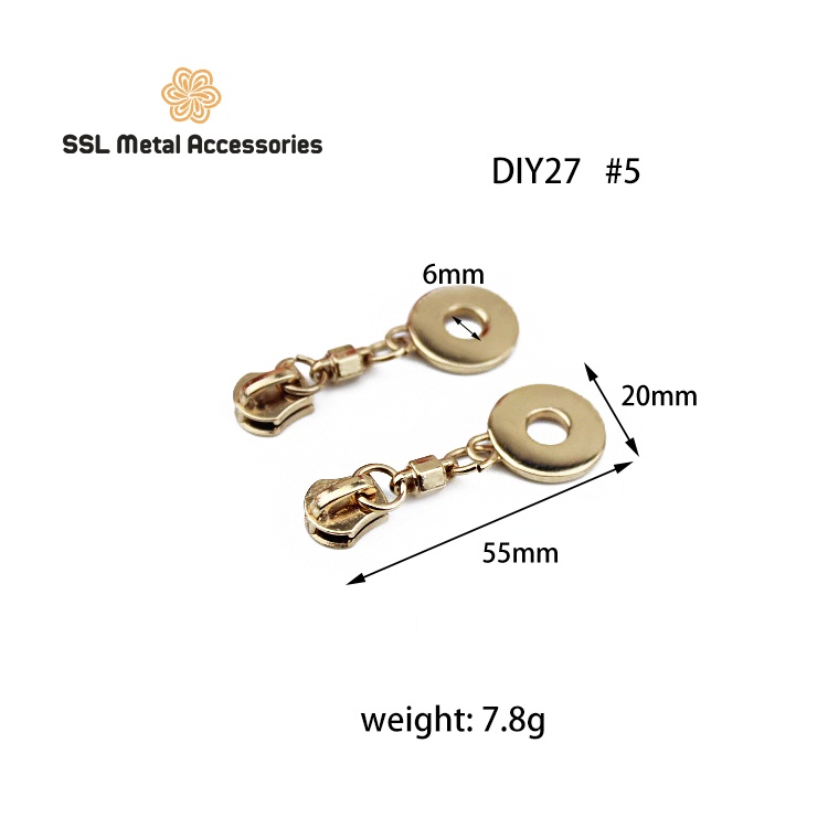 Đầu khóa kéo thời trang mới kim loại nhiều kiểu cho dây kéo túi xách, balo, vali DIY 27-05-09-08-17-14 (1 cái)