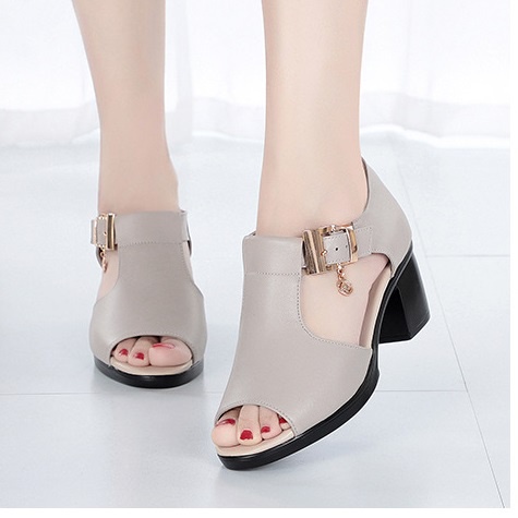 Giày sandal cao gót đế vuông nữ thời trang 5 phân siêu nhẹ sz 35-40