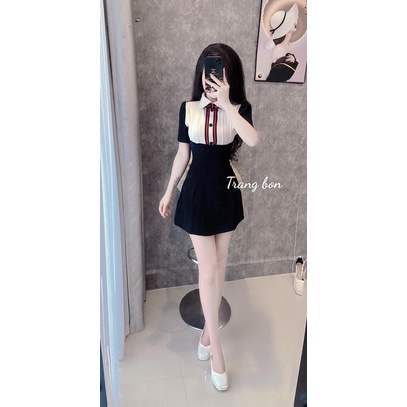 Váy Tiểu Thư Nơ Viền Đỏ TB