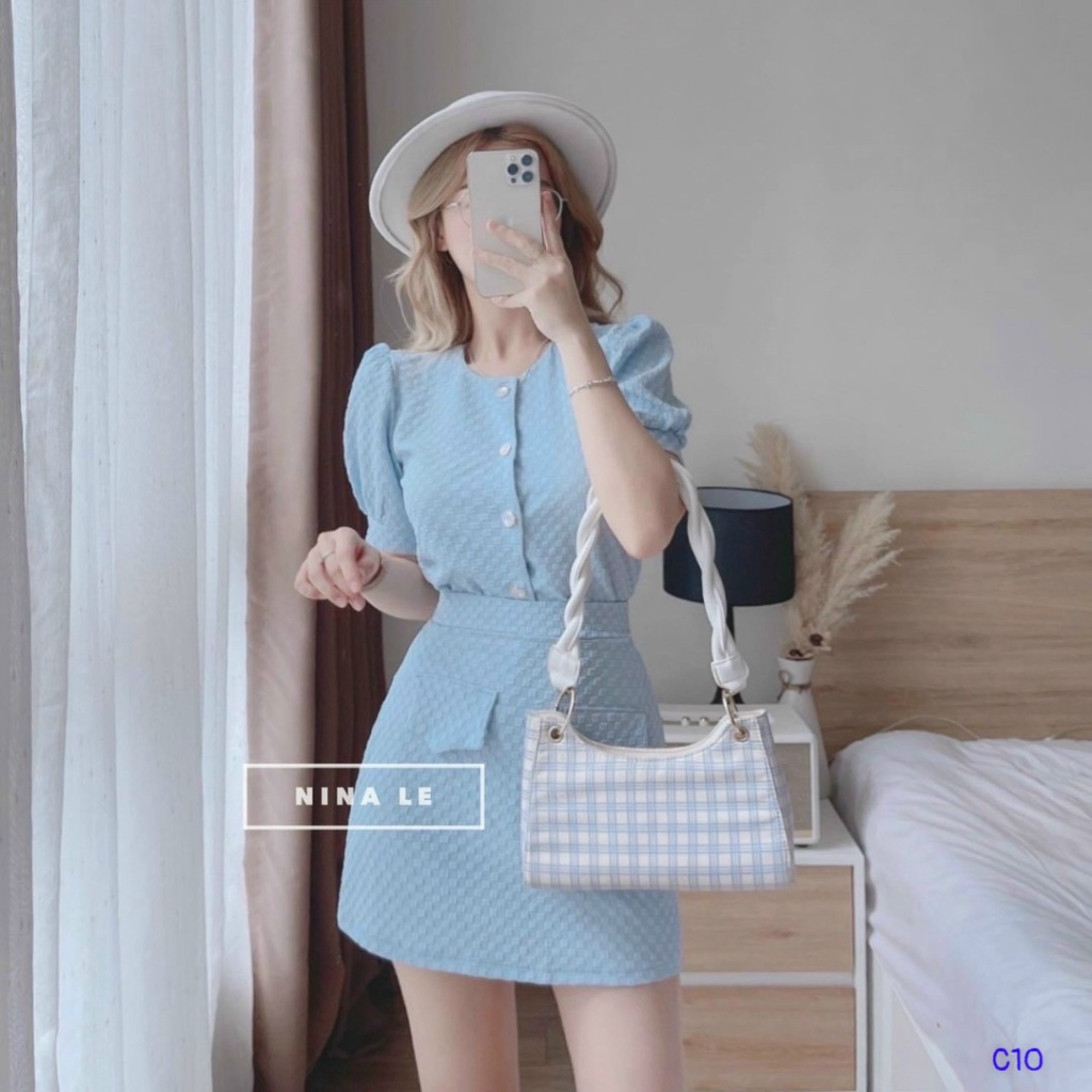 SALE MẠNH TAY SET VÁY ÁO CÀI NÚT THẬT CHÂN VÁY CÓ LÓT LƯNG SAU THUN SIÊU DỄ THƯƠNG XINH ĐẸP ĐI CHƠI DỰ TIỆC HÀNG SIÊU CẤ