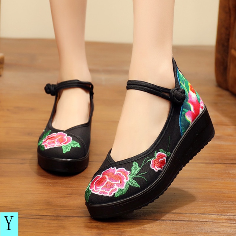 Giày Vải Đế Dày Thêu Họa Tiết Phong Cách Trung Hoa Cổ Điển Cho Nữ