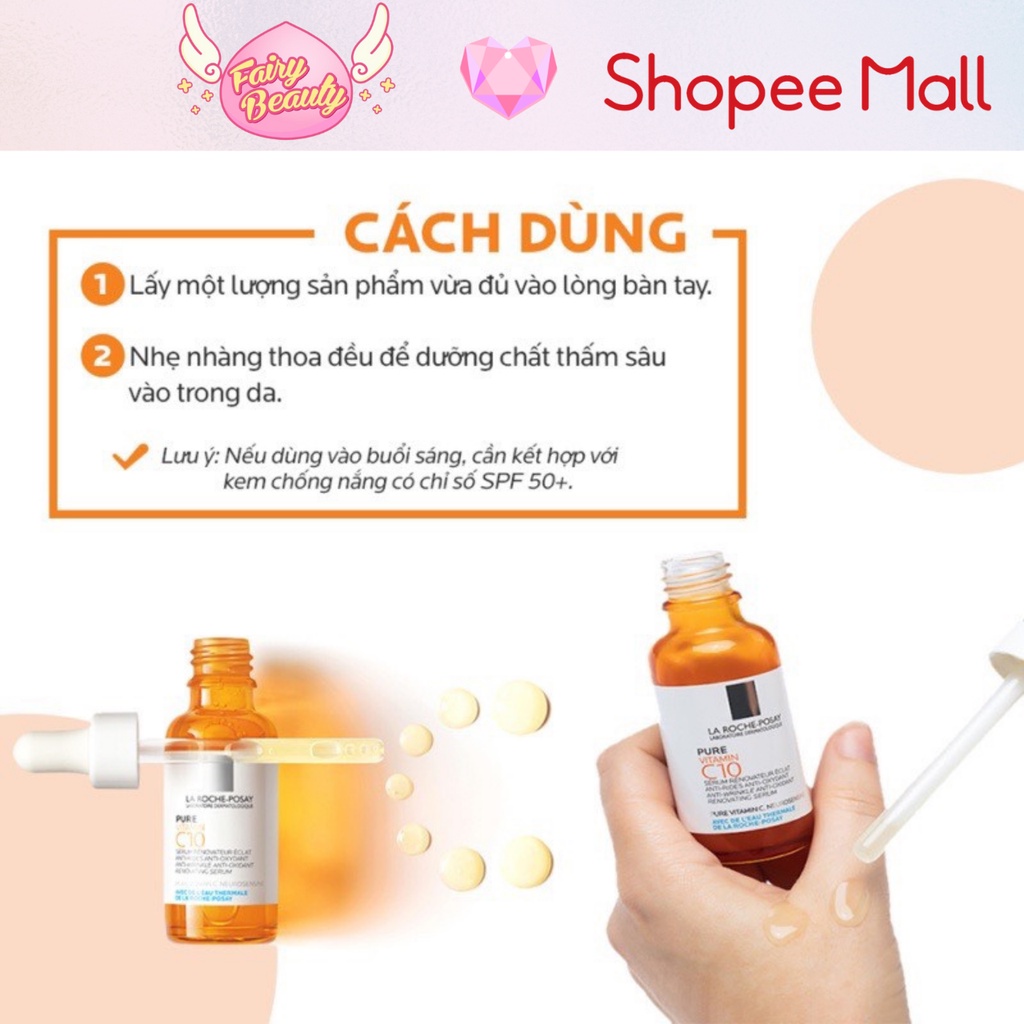 [LA ROCHE-POSAY] Tinh Chất Vitamin C Giúp Trắng Da, Mờ Thâm & Ngăn Ngừa Lão Hoá Làn Da Pure Vitamin C10 Serum 10/30ml