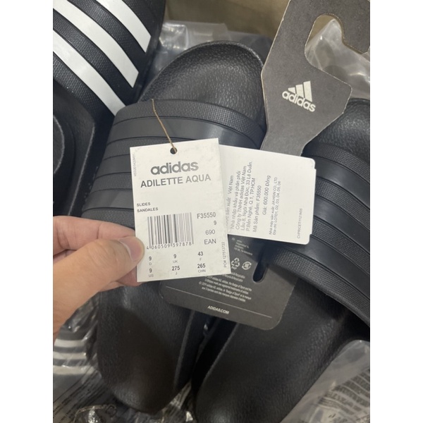 Dép đúc Adidas Aqua sọc đen