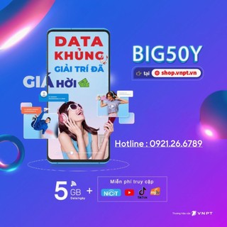 Sim 4G Vinaphone 16 Tháng Big50y Tặng 5gb 1 Ngày, Tỷ Gb truy cập zalo, tiktok, youtube, mytv