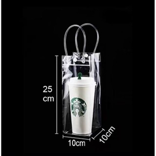 Túi trong suốt đưng bình ly có dây xách mang đi tiện lợi