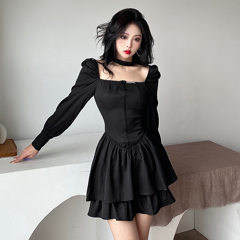 Đầm Cổ Vuông Dáng Ôm Phong Cách retro Thời Trang Cho Nữ