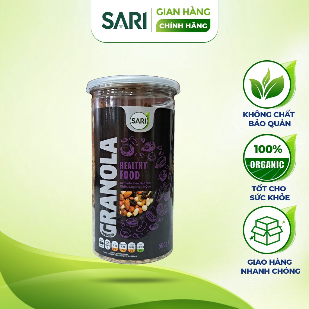 Đồ Ăn Vặt Giảm Cân, Granola Siêu Hạt, Rang Mộc Mix 9 Loại Hạt Và Quả Như Mắc Ca, Óc Chó, Hạnh Nhân, Điều --- Granola Mộc