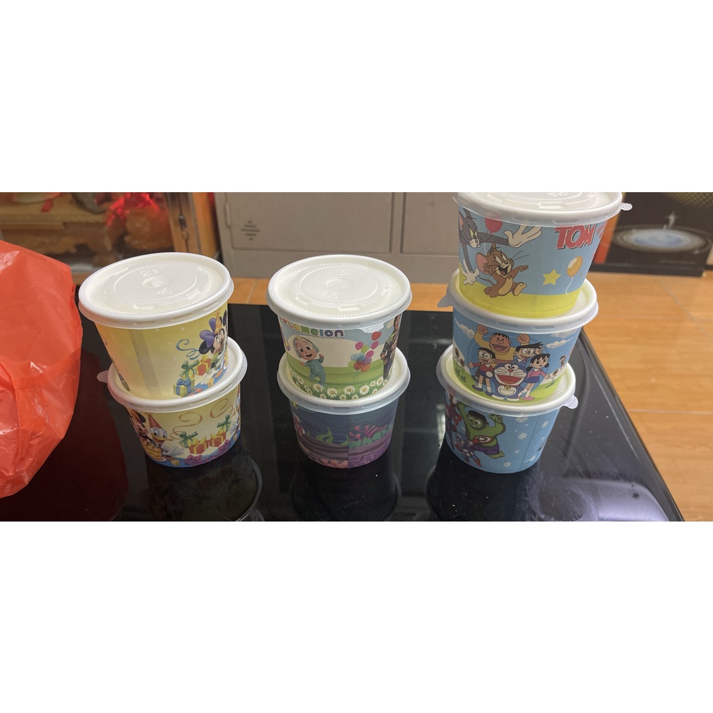 Set 100 ly kem - yagour - bánh bông lan 240ml (Nắp Bằng)