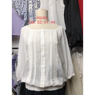 Áo sơ mi si tuyển 2hand thô trắng viền ren