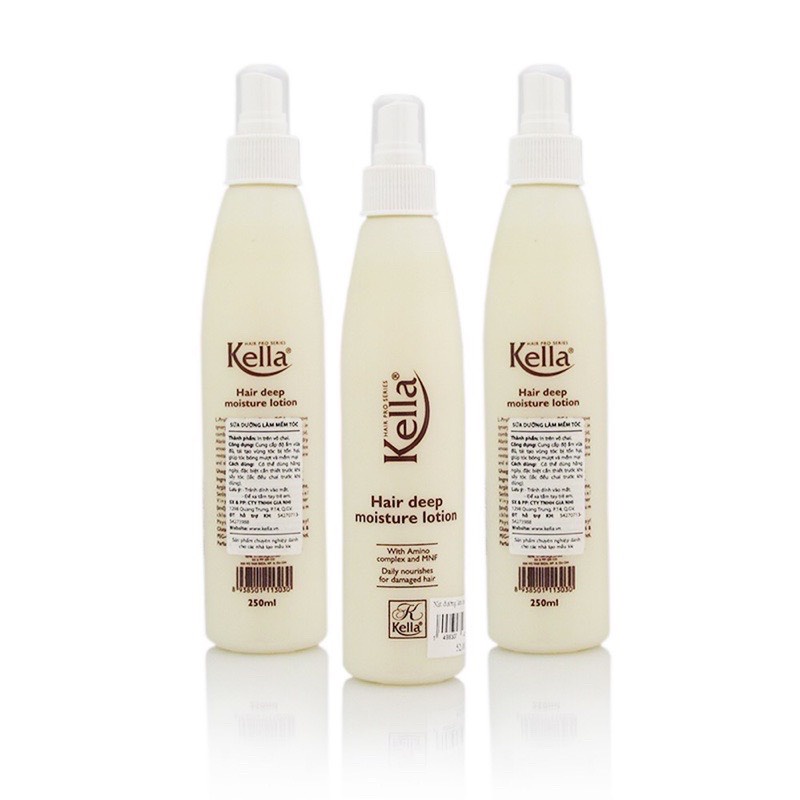 Sữa xịt dưỡng tóc Kella Hair Deep Moisture Lotion 250 ml [Chai Trắng]