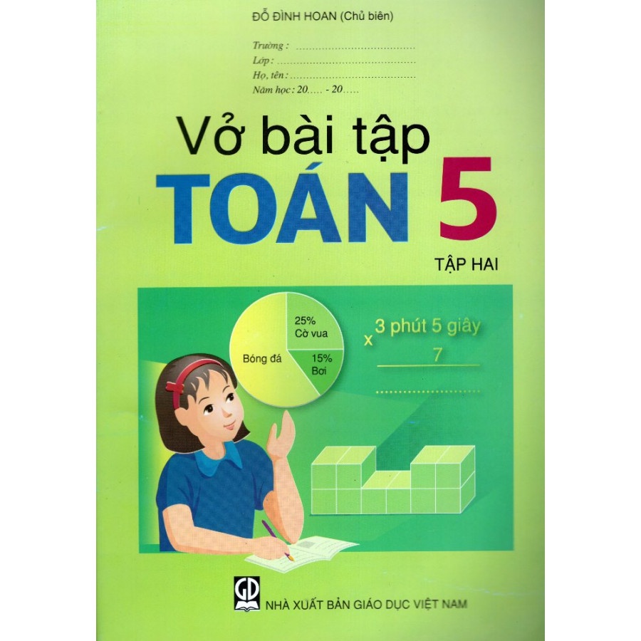 Sách - Vở bài tập Toán Lớp 5 Tập 2 kèm 5 bút chi gỗ 2B
