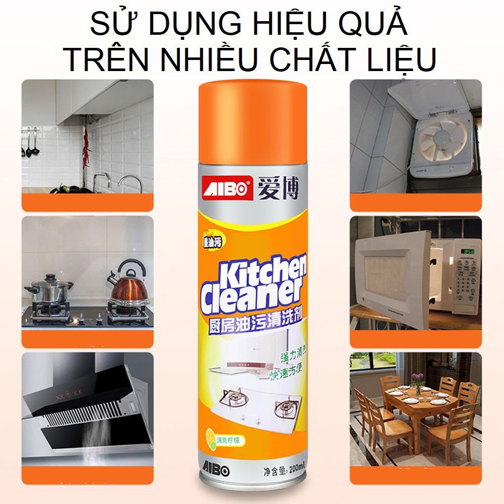 Chai xịt tẩy rửa vệ sinh Bếp, hút mùi 200ml màu vàng