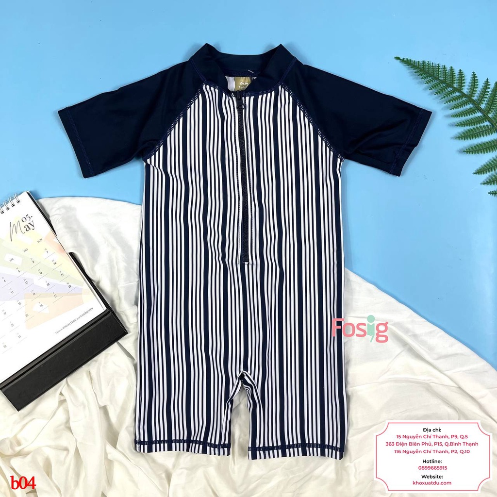 Đồ Bơi Liền Thân Bé Trai BC160 - Trắng Sọc Navy