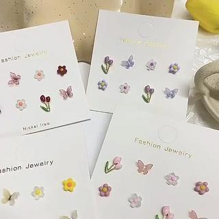 ⚡Set bông tai hình hoa/ bướm đính ngọc trai giả thời trang cho nữ