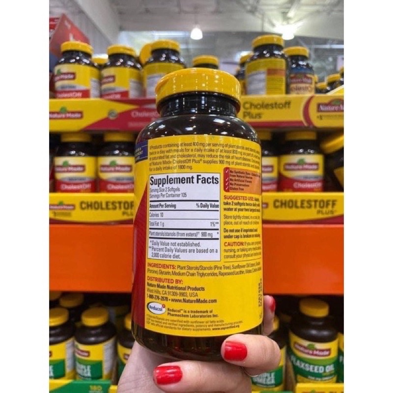 Viên Giảm Cholesterol Trong Máu Nature Made CholestOff Plus 210 viên
