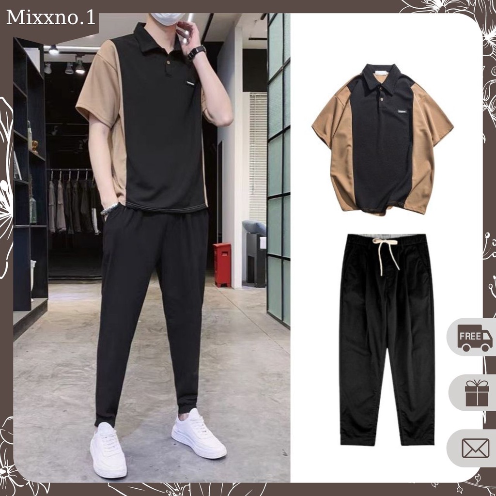 Bộ Đồ Nam Mùa Hè Áo Polo Cổ Bẻ Kèm Quần Baggy Bassic Chất Kaki Thời Trang Mixxno.1 TOP NAM 230 + QUAN NAM 060