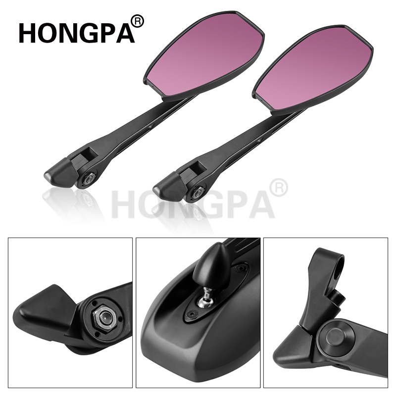 Gương Chiếu Hậu Bằng Nhôm Chống Lóa Màu Xanh Dương / Tím Thông Dụng Gắn Tay Lái Xe Máy