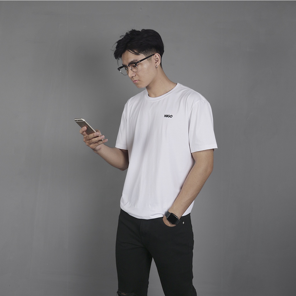 Áo thun nam cổ tròn regular basic tan Nigo áo thun trơn cao cấp