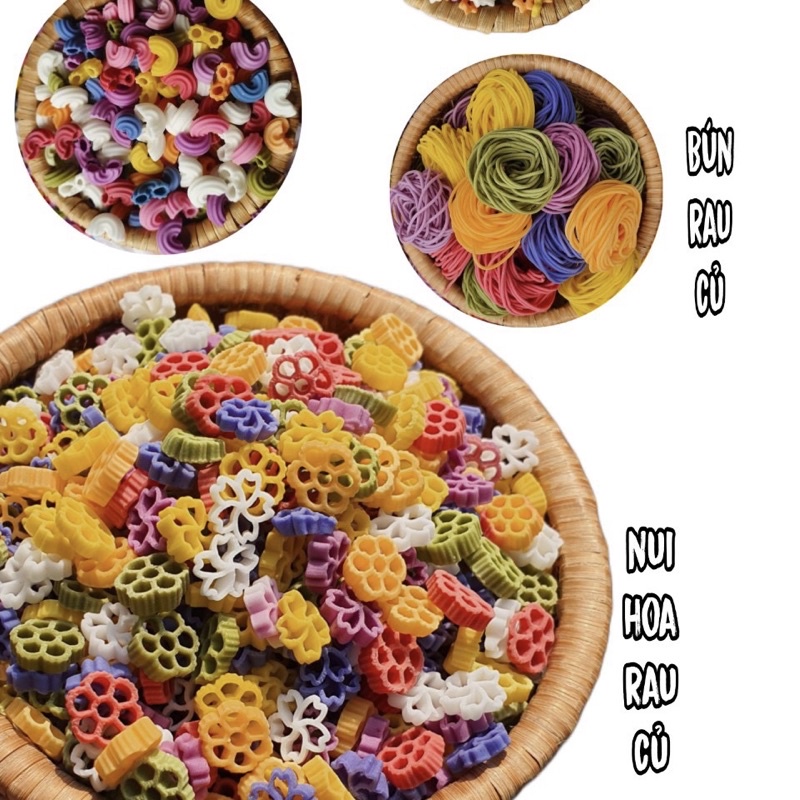 Mì nui hữu cơ rau củ cho bé ăn dặm / Mì rau củ cho bé Handmade. Nui mì tập tăng thô cho bé từ 6M+