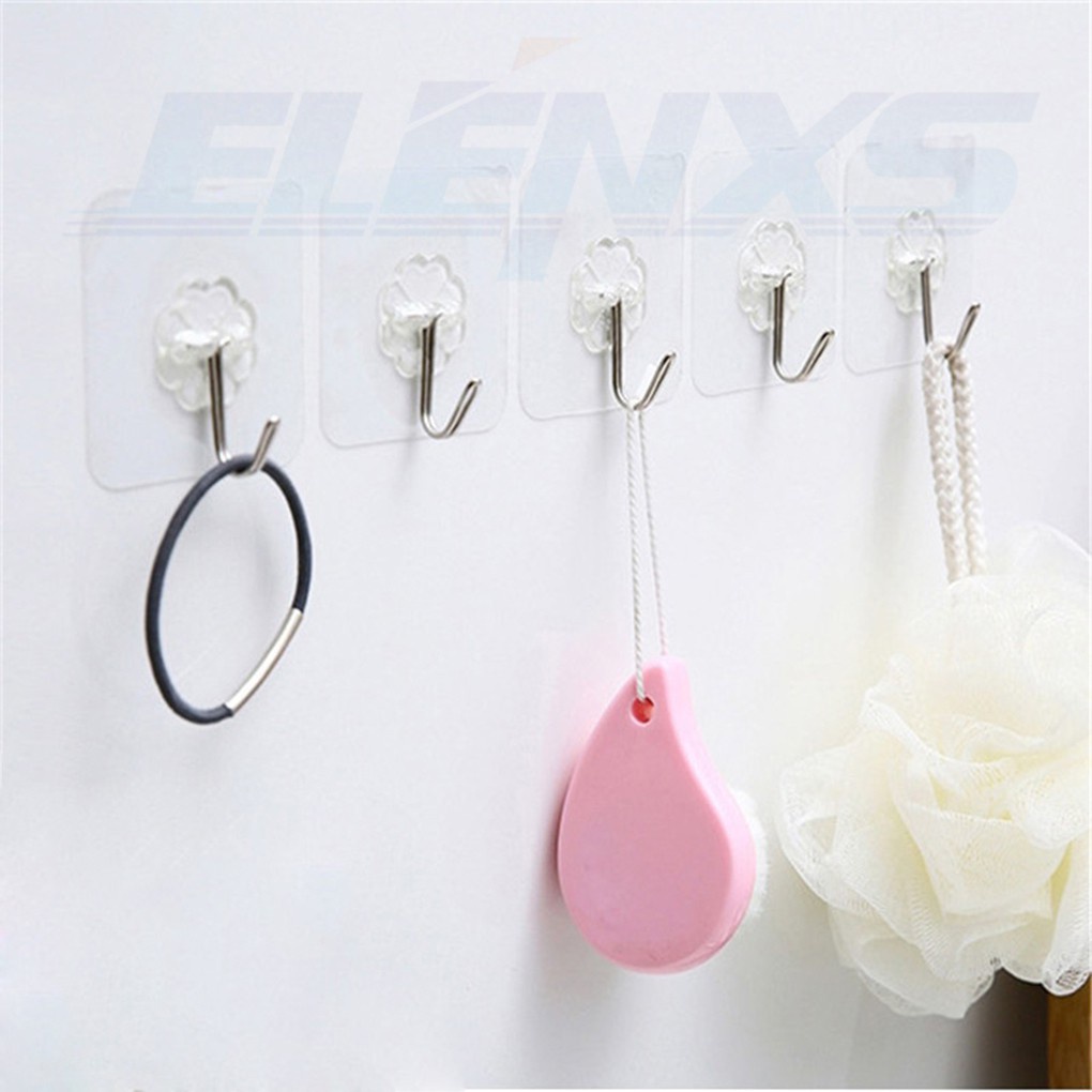 Miếng dán dính tường móc treo đồ siêu dính siêu bền siêu rẻ, móc dán tường trong suốt KHOBUONBAOCHAU