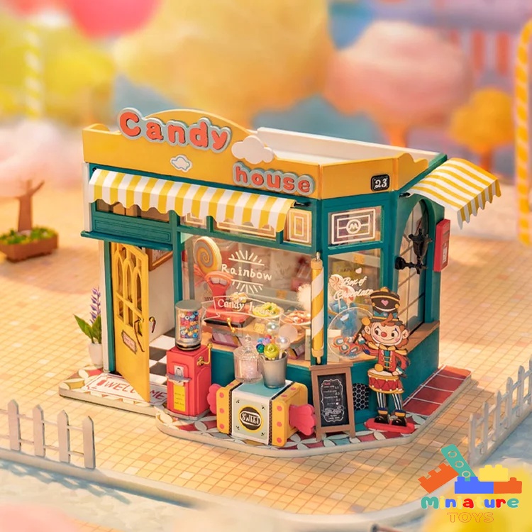 Nhà búp bê bằng gỗ Robotime Rolife｜Rainbow Candy House DIY DG158 tự lắp ráp - Quà tặng giáng sin