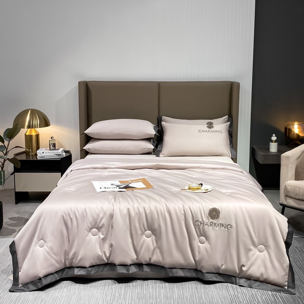 Bộ chăn ga gối chần bông phi lụa Charming MD.Decor - Bedding nhập khẩu cao cấp êm mềm nhiều kích thước M6/M8