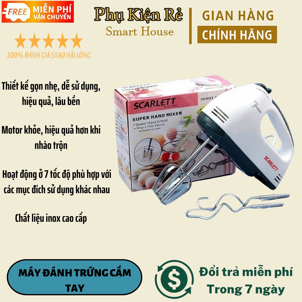 MÁY ĐÁNH TRỨNG CẦM TAY 7 TỐC ĐỘ Cực Mạnh - Hoạt Động Êm Ái Công Suất 180W