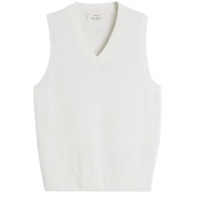 Áo gi lê trắng Zara authentic 100% WOOL KNIT VEST size XL