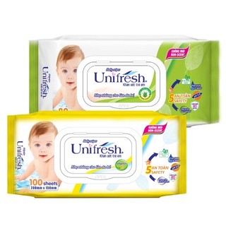 Combo 6 Khăn Ướt Unifresh Không Mùi Vitamin E 80M (80 Miếng)