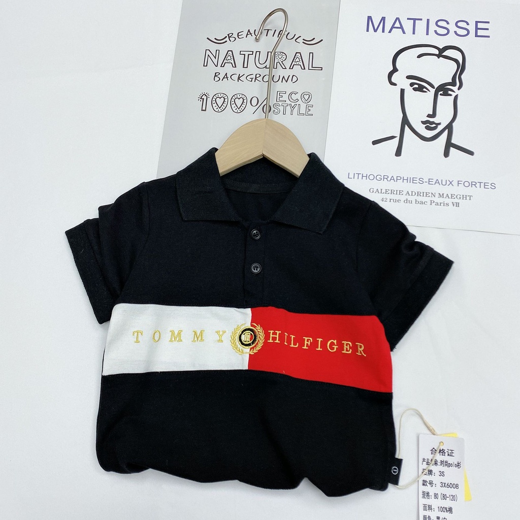 Áo cộc tay cho bé trai Áo polo họa tiết thêu nổi hàng QCCC  cho bé từ 10-25kg