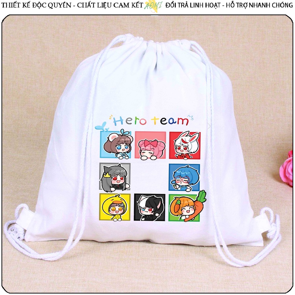 BALO MINI Hero Team simmy vịt siro phong AOMIVN DÂY RÚT ĐEO VAI 33x38cm NHỎ XINH UNISEX CHẤT CANVAS DU LỊCH DẠO PHỐ