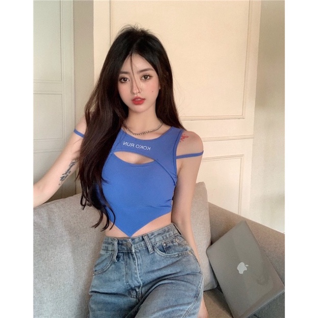 Áo Bra Nữ Vạt Chéo dáng yếm Dáng Lửng Có Đệm Ngực Trend Mới nội y xanh - chất mát