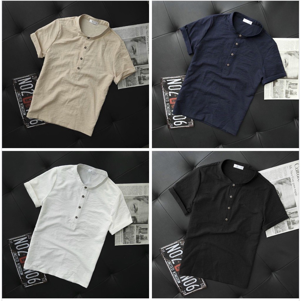 Áo đũi nam ngắn tay cổ tàu,áo sơ mi nam cao cấp
