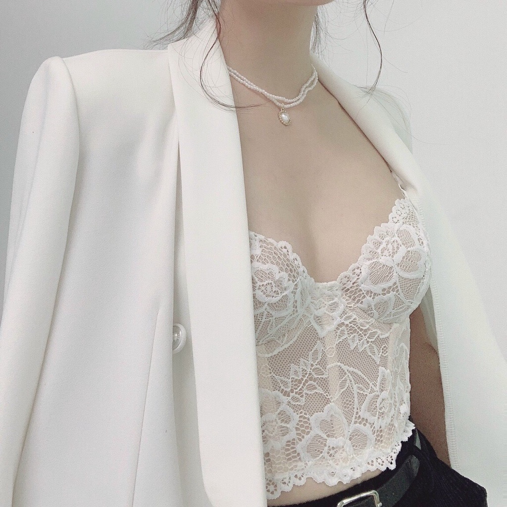 Áo corset ren quai lưới áo ngực có gọng và mút đệm áo thiết kế cao cấp sexy HL008