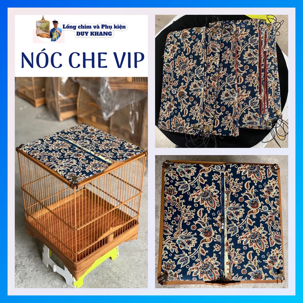 Nóc che nắng lồng chào mào vuông/sing/thái, vải siêu đẹp - mẫu hoa đen vip - phụ kiện lồng chim DUY KHANG