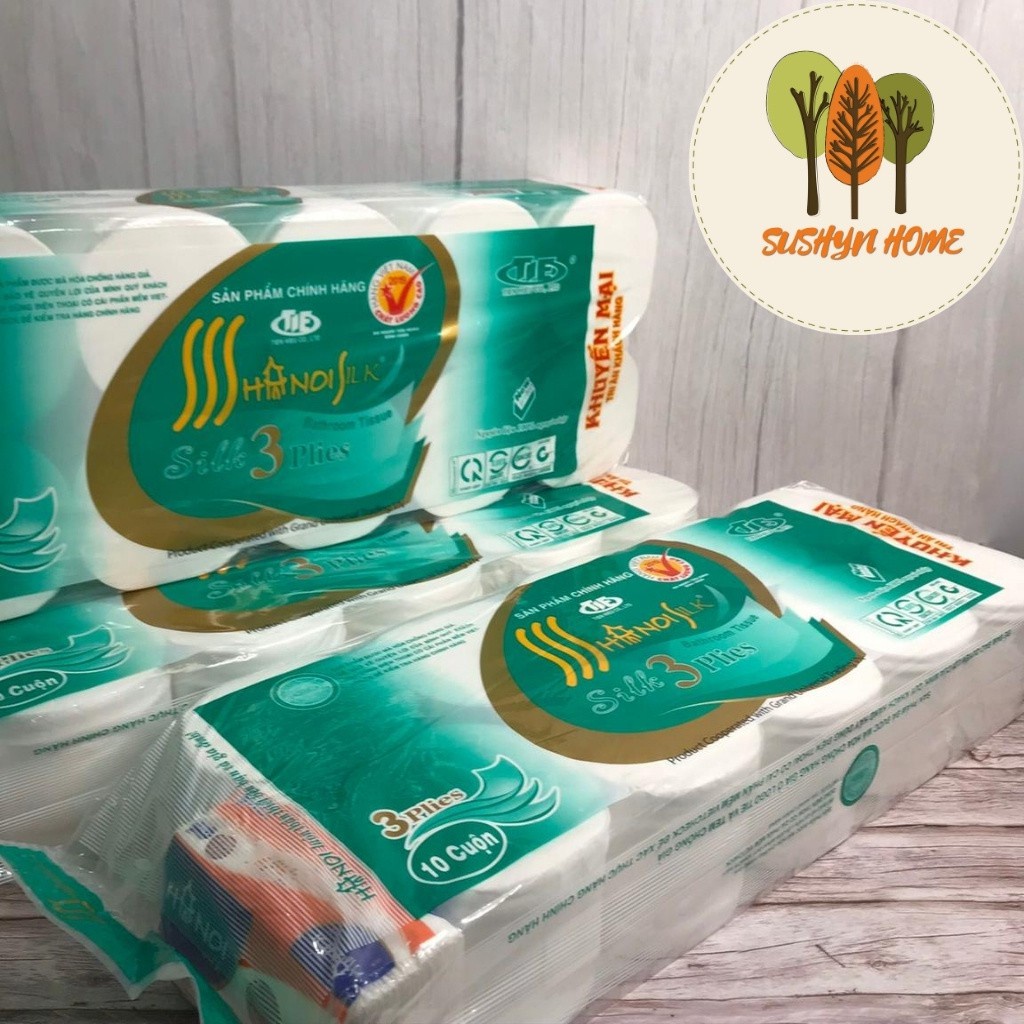 Giấy vệ sinh Hà Nội bịch 10 cuộn có lõi, không lõi siêu dai siêu mịn