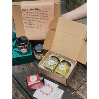 2 hũ trà hoa sấy lạnh organic cao cấp: hoa cúc, nhài, nụ hồng, hoa lưu ly, hoa đậu biếc, long nhãn, kỷ tử,...