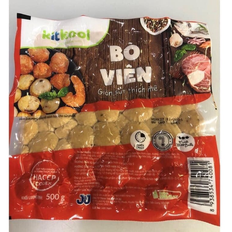 Bò viên 500g Kitkool - Lacusina - Jofood