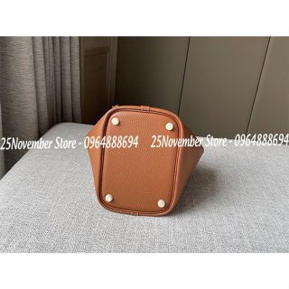 Túi Xách Her. M E S khóa vàng màu nâu size 18cm- Super Vip