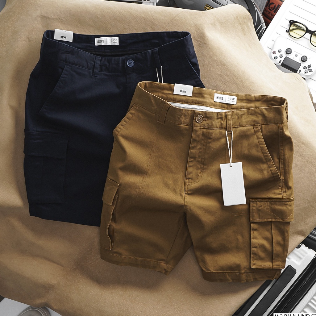 Quần short kaki nam túi hộp chính hãng, vải cotton pha thun co giãn nhẹ, form quần regular mặc khá thoải mái