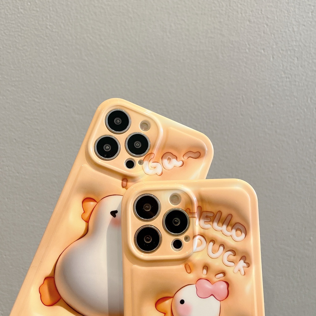 Ốp Điện Thoại IMD Chống Sốc Họa Tiết Chú Vịt Hoạt Hình Cho iPhone 14 / 13 / 12 / 11
