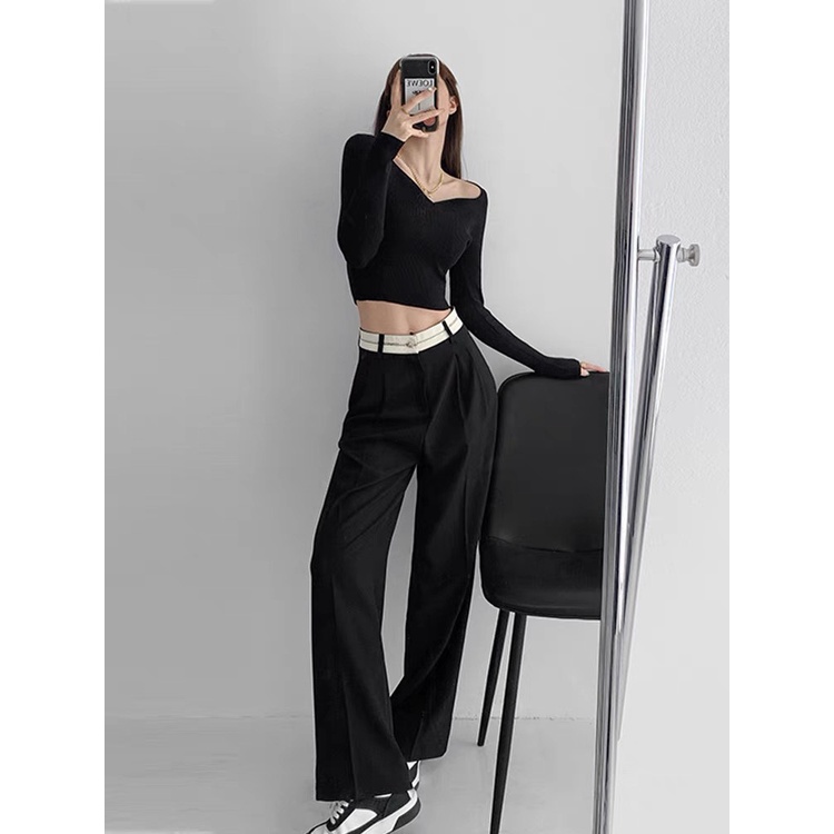 Quần suông ống đứng cạp trắng 1 cúc 2 túi 289 Maia.clothes