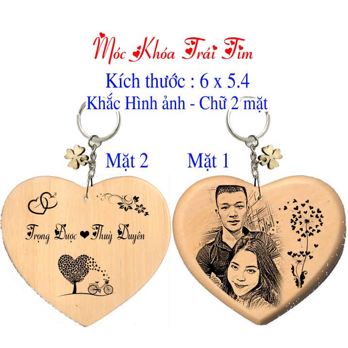Móc Khóa Gỗ in Tên - in hình ảnh    của chính bạn và người thân