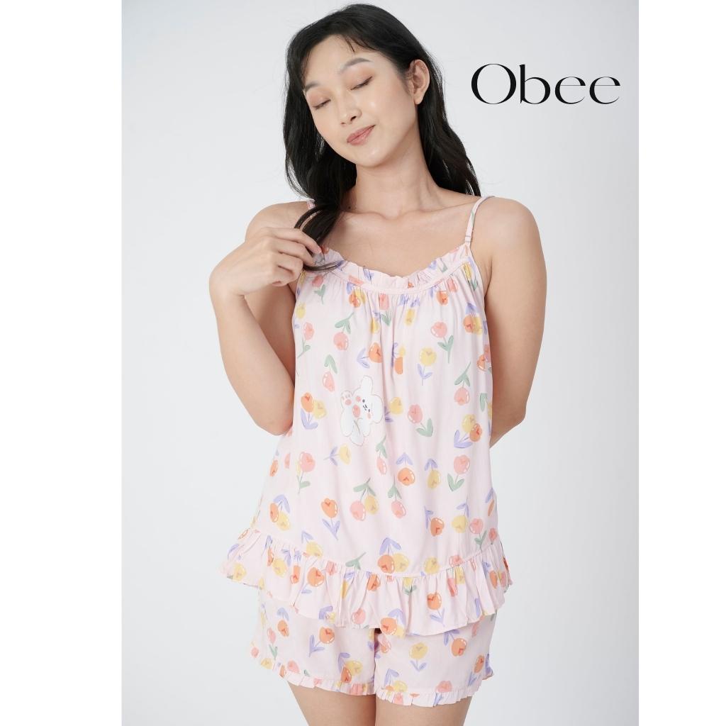 Đồ bộ 2 dây nữ Obee's Closet Đồ bộ ngắn mặc nhà vải tôn  cao cấp sợi cotton tự nhiên cho mùa hè thoáng mát