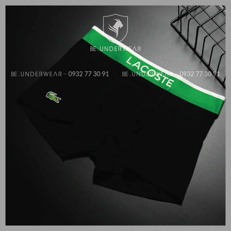Combo 3 quần sịp nam boxer full box Be Underwear màu trắng, xanh lá, đen BLA1CB