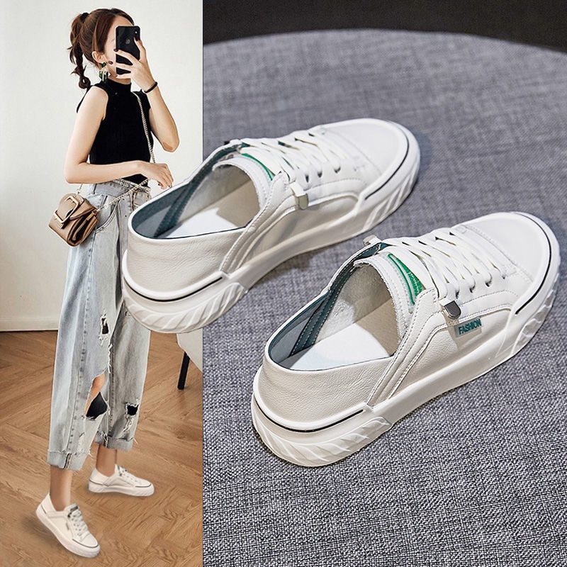 Giày Thể Thao Đế Bằng Màu Trắng Thời Trang Xuân Thu Hàng Mới 2023 Dành Cho Bạn Nữ