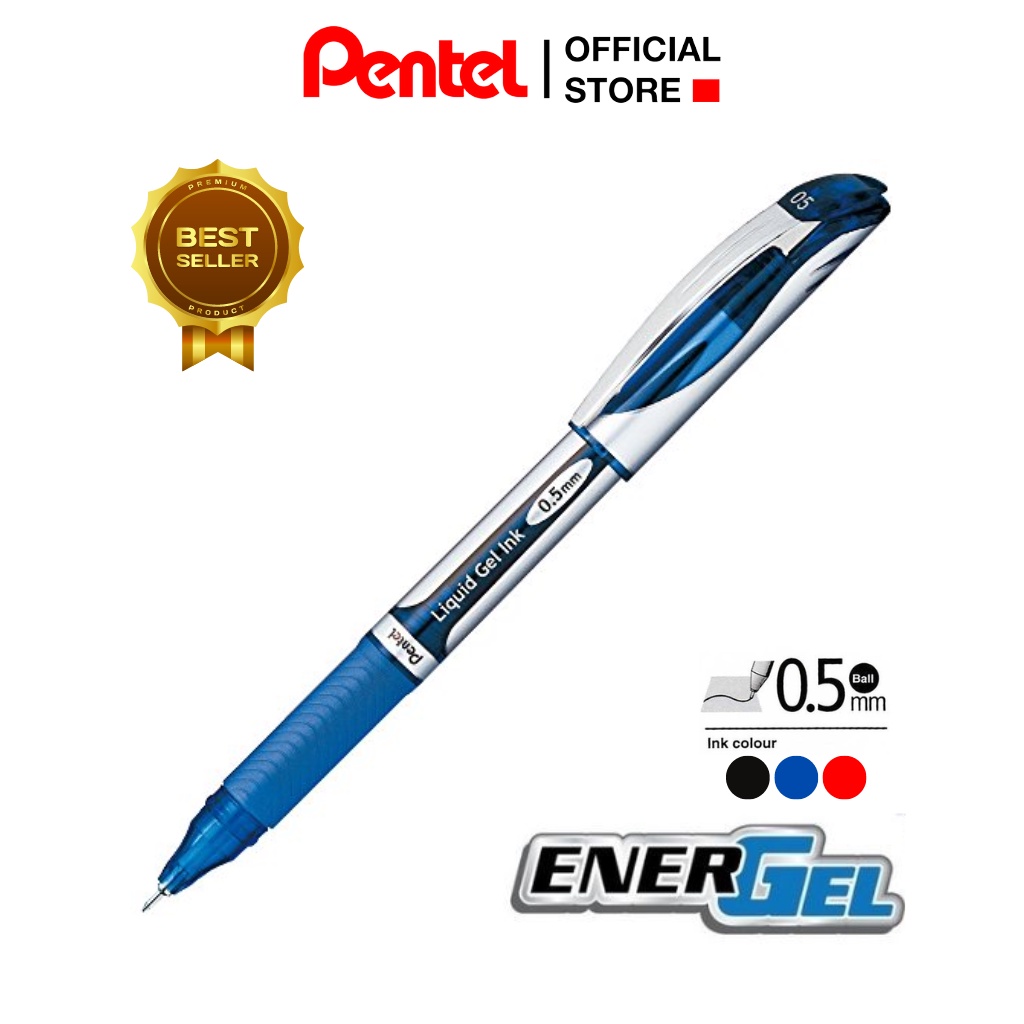 Bút Ký Nhật Bản Mực Gel Pentel Energel BLN55 Ngòi 0.5mm | Siêu Nét Siêu Mịn Không Nhòe | Khô Trong 1/3s (3 Màu Mực)