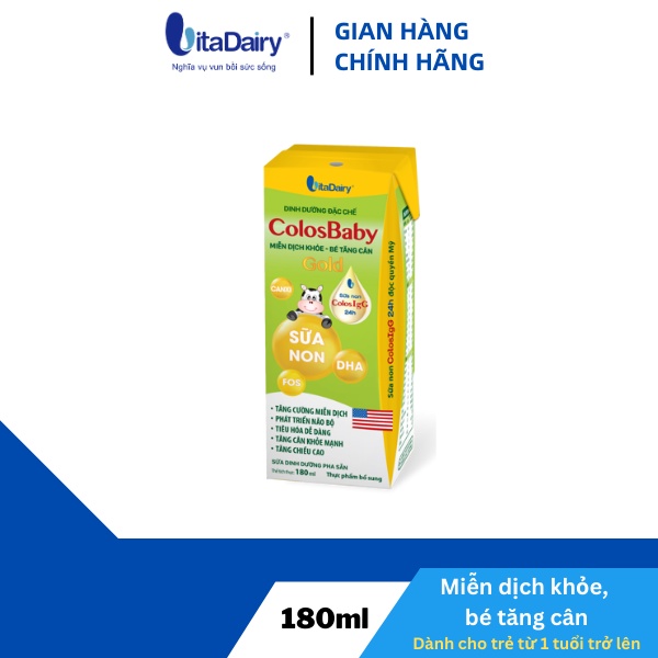 Sữa bột pha sẵn Colosbaby Gold 180ml - thùng 48 hộp - VitaDairy