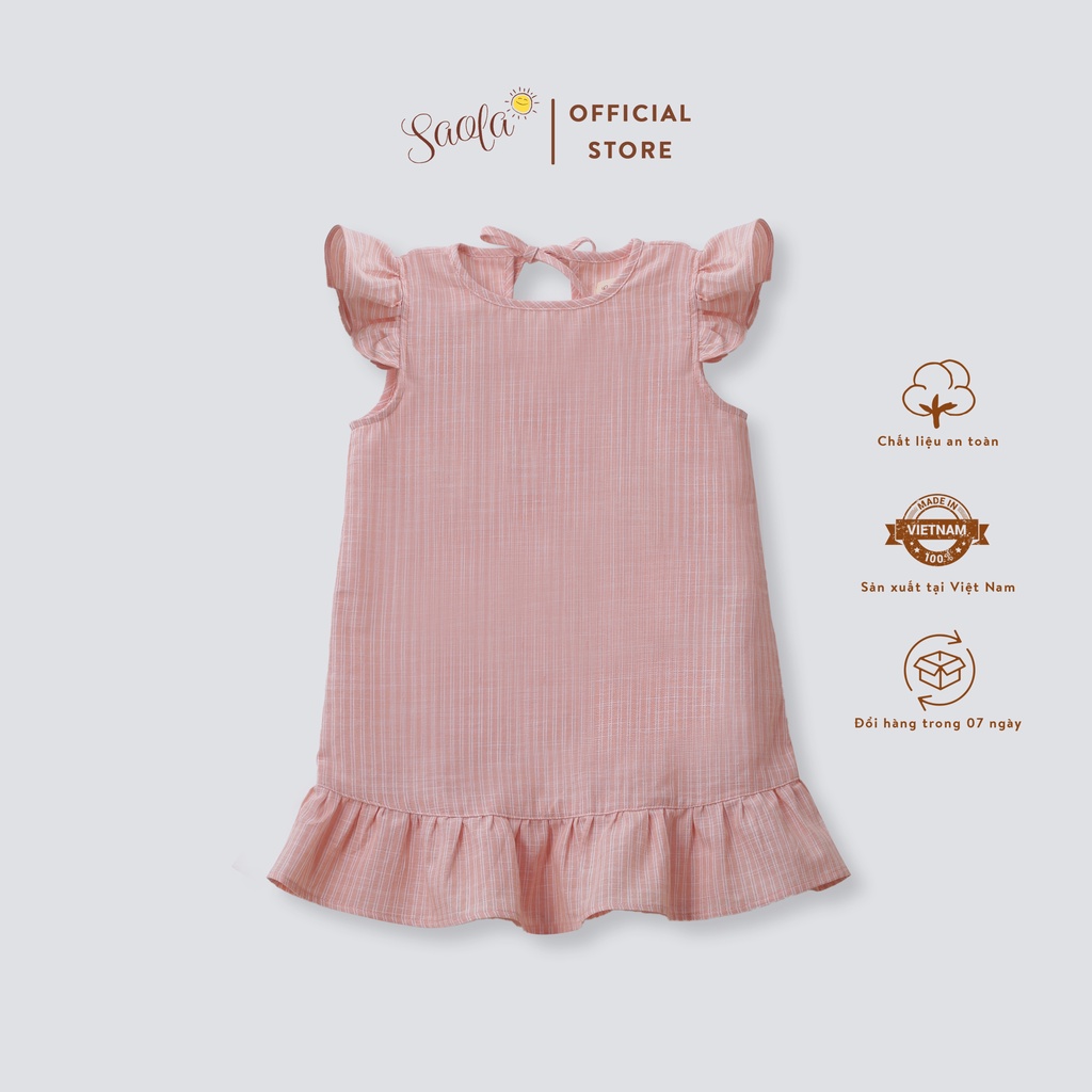 Váy Cổ Tròn Tay Bèo Cột Nơ Xinh Xắn Cho Bé Gái - NAOMI DRESS - DRL025, DRL026 - SAOLA KIDS CLOTHING